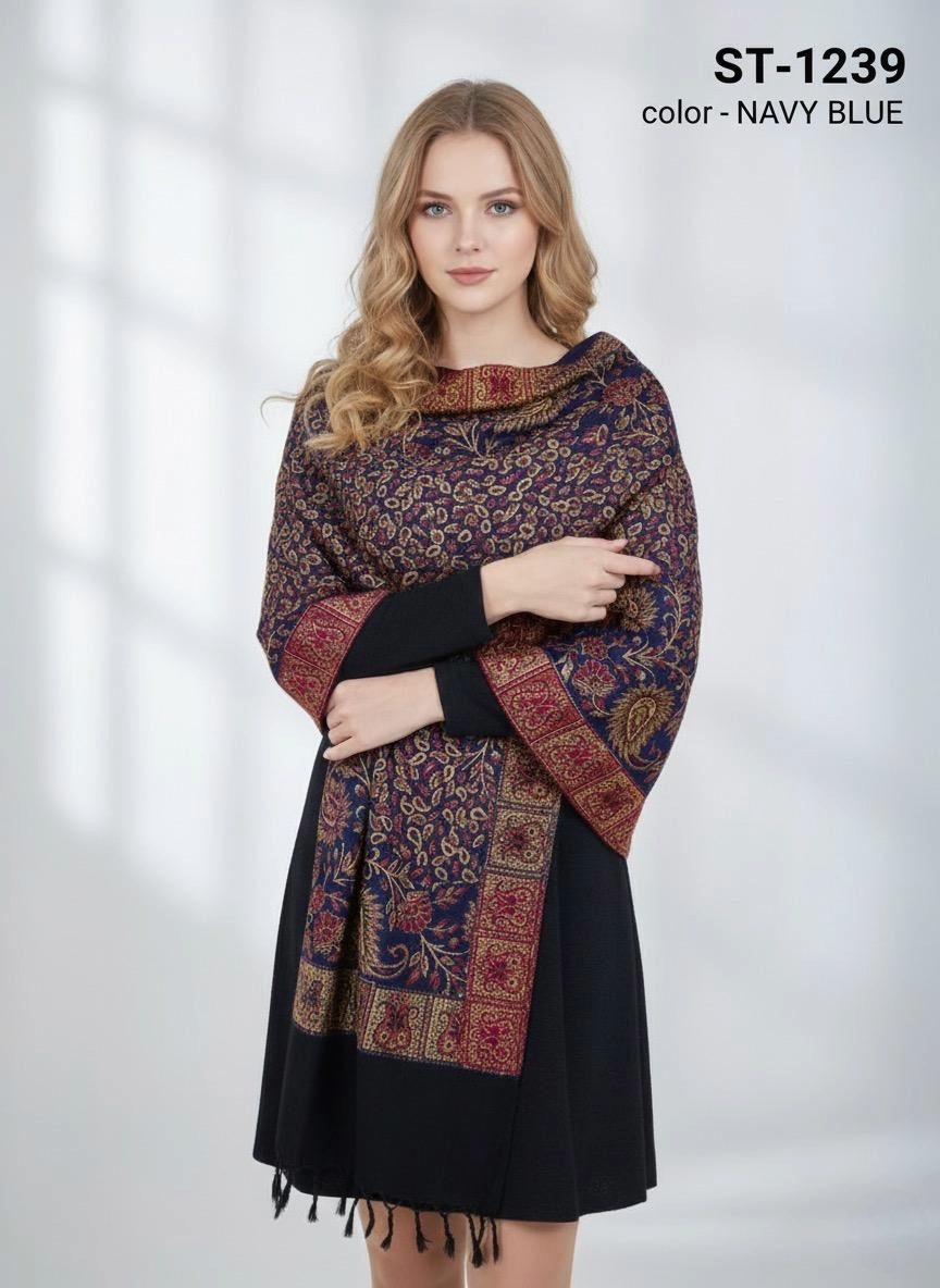 ACCROW WOOL MULTY JAMAVAR STOLE